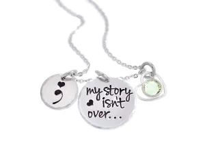 Semicolon Jewelry Necklace My Story Isn't Over Suicide Awareness Personalized Charm Jewelry