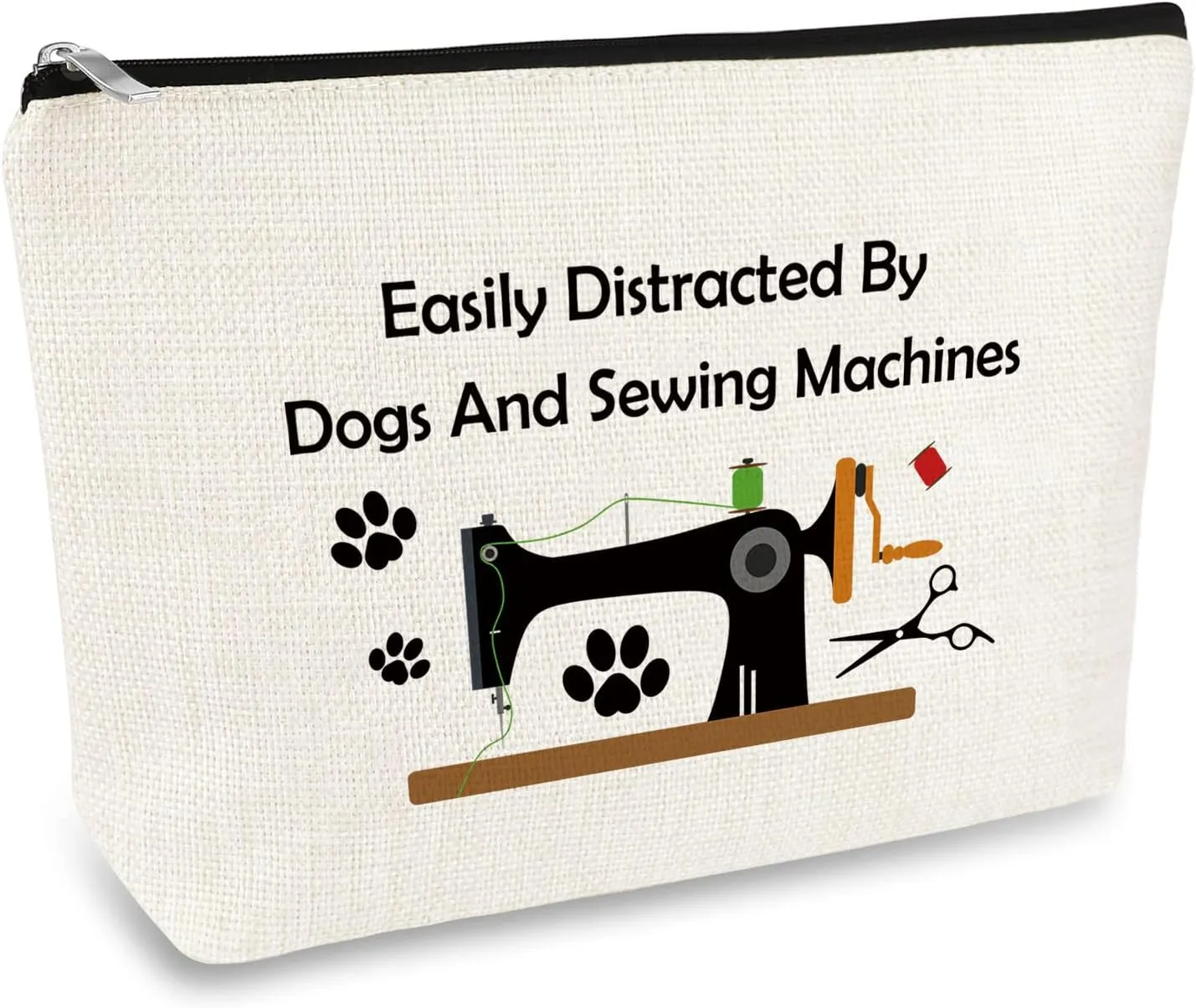 Sewing Gift Dog Lover Gift Quilter Makeup Bag for Women Sewing Machine Themed Crafting Lover Gifts Cosmetic Bag Sewer Quilting Gifts Christmas Birthday Present Travel Make Up Pouch