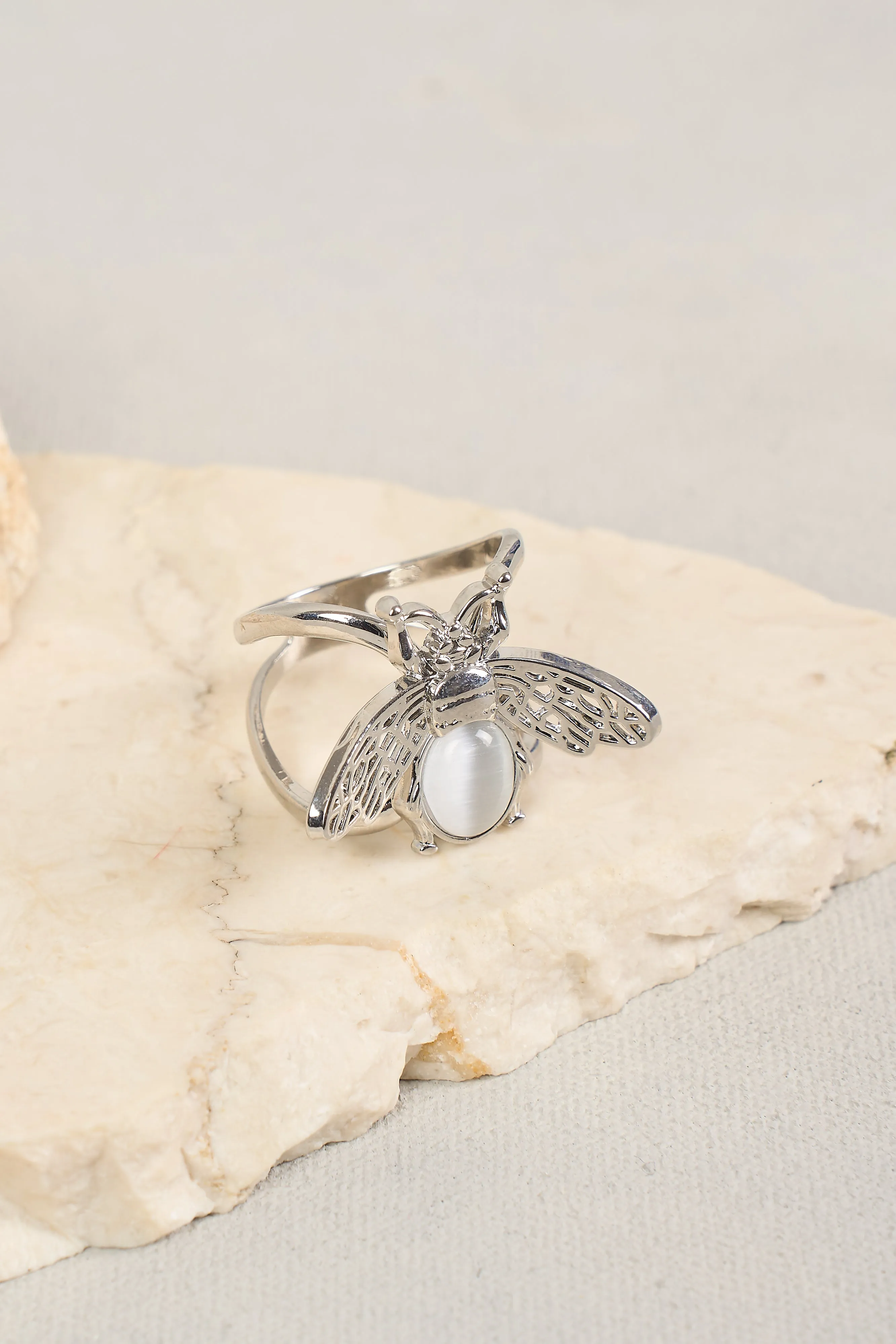 Silver Bee Scarf Ring