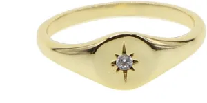 Simple jewelry Gold plated women finger jewelry star starburst signet ring