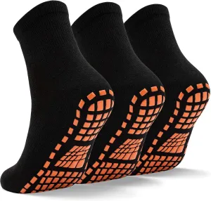 SkiBeaut Men Grips Socks Non Slip Sticky 3 Pairs Tile Wood Floors Anti-Skid Pilates Yoga Barre Hospital Slipper Socks