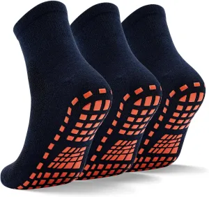SkiBeaut Men Grips Socks Non Slip Sticky 3 Pairs Tile Wood Floors Anti-Skid Pilates Yoga Barre Hospital Slipper Socks