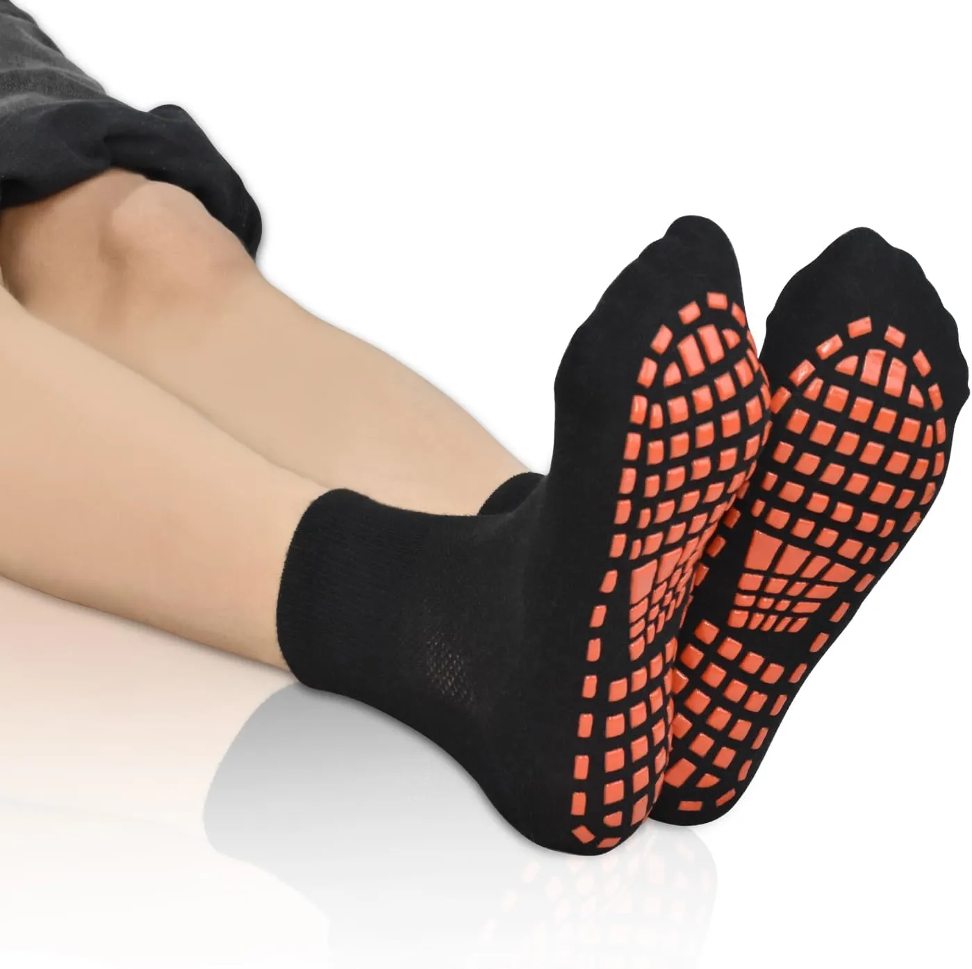 SkiBeaut Men Grips Socks Non Slip Sticky 3 Pairs Tile Wood Floors Anti-Skid Pilates Yoga Barre Hospital Slipper Socks