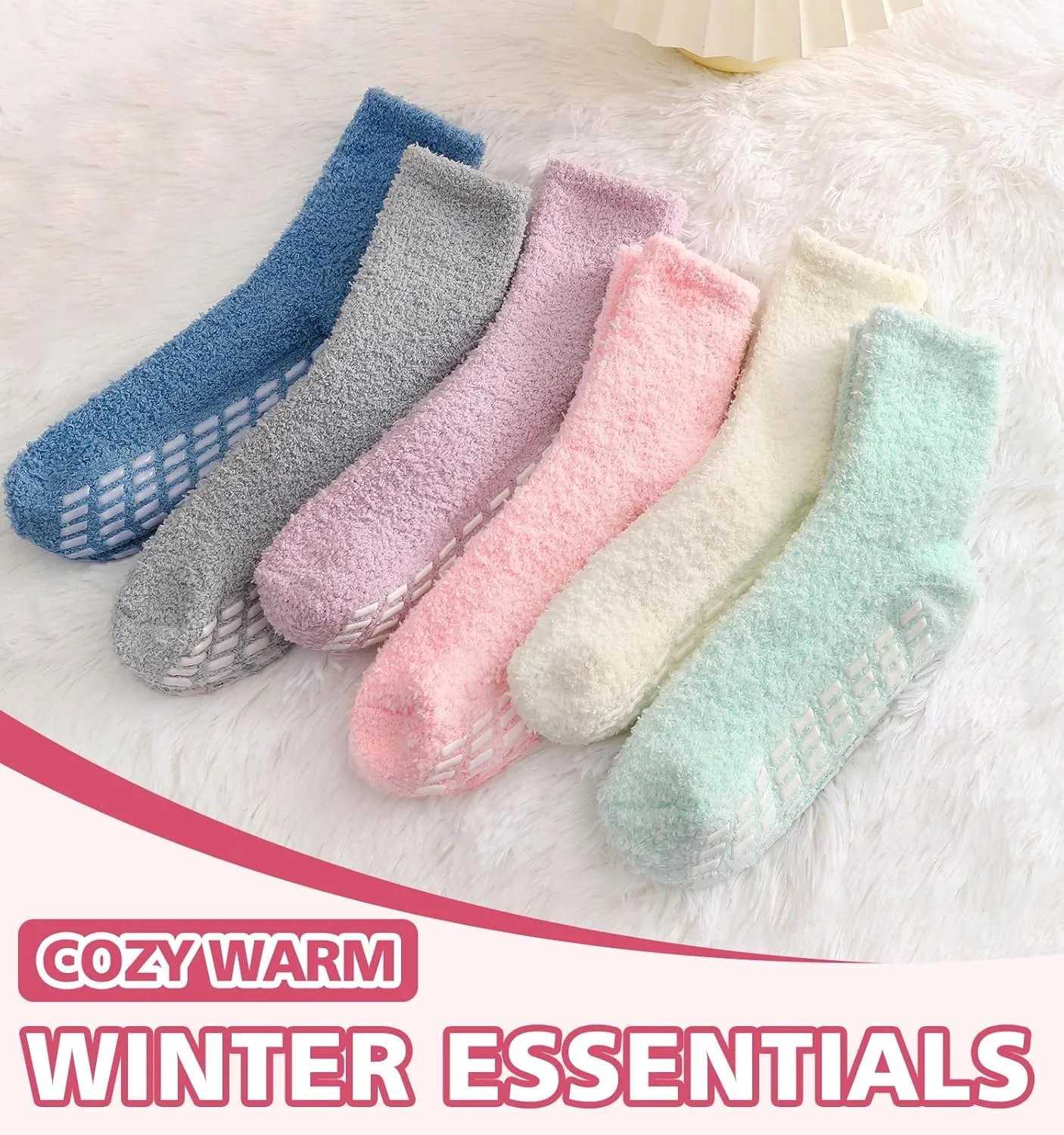 Slipper Socks for Women Men Grip Hospital Socks with Grips Fuzzy Non Slip Warm Womens Gifts
