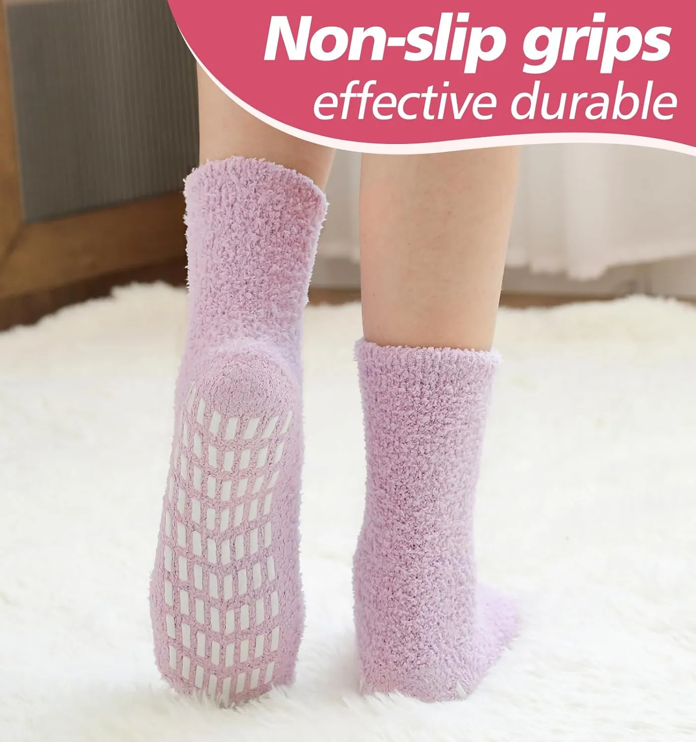 Slipper Socks for Women Men Grip Hospital Socks with Grips Fuzzy Non Slip Warm Womens Gifts