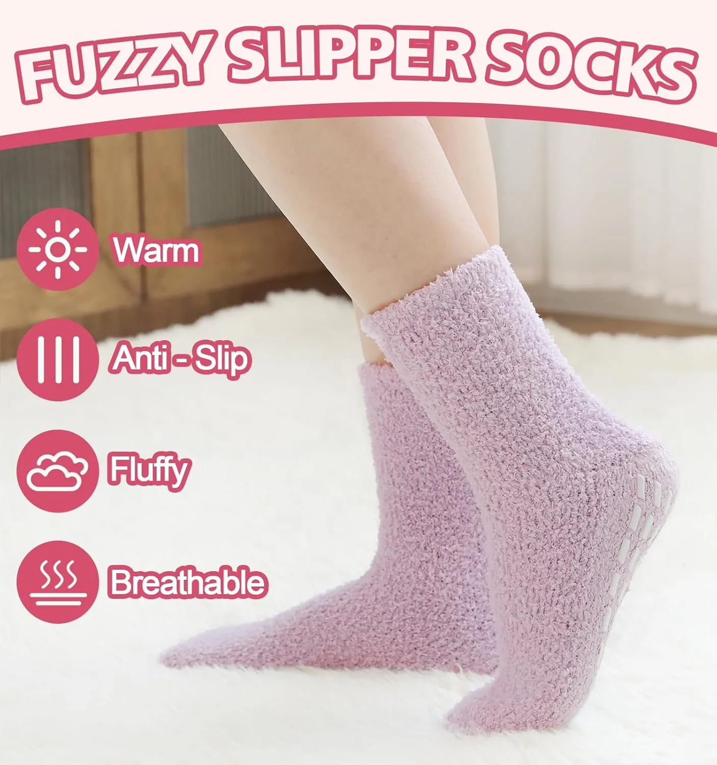 Slipper Socks for Women Men Grip Hospital Socks with Grips Fuzzy Non Slip Warm Womens Gifts