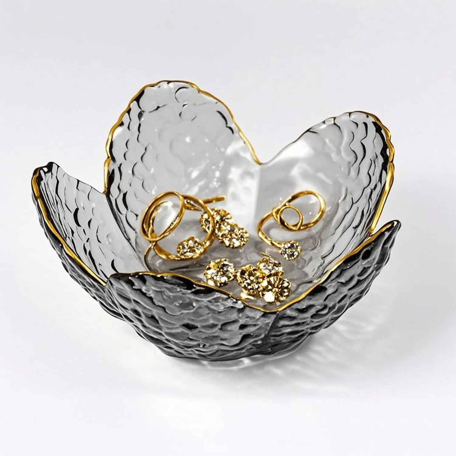 Small Jewelry Dish Tray for Women, Glass Jewelry Tray Trinket Dish, Flower Ring Dish Engagement Gift, Crystal Ring Holder Dish, Vanity Jewelry Plate Dish, Jewelry Bowl for Rings, Earrings