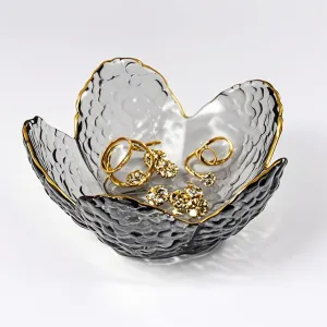 Small Jewelry Dish Tray for Women, Glass Jewelry Tray Trinket Dish, Flower Ring Dish Engagement Gift, Crystal Ring Holder Dish, Vanity Jewelry Plate Dish, Jewelry Bowl for Rings, Earrings