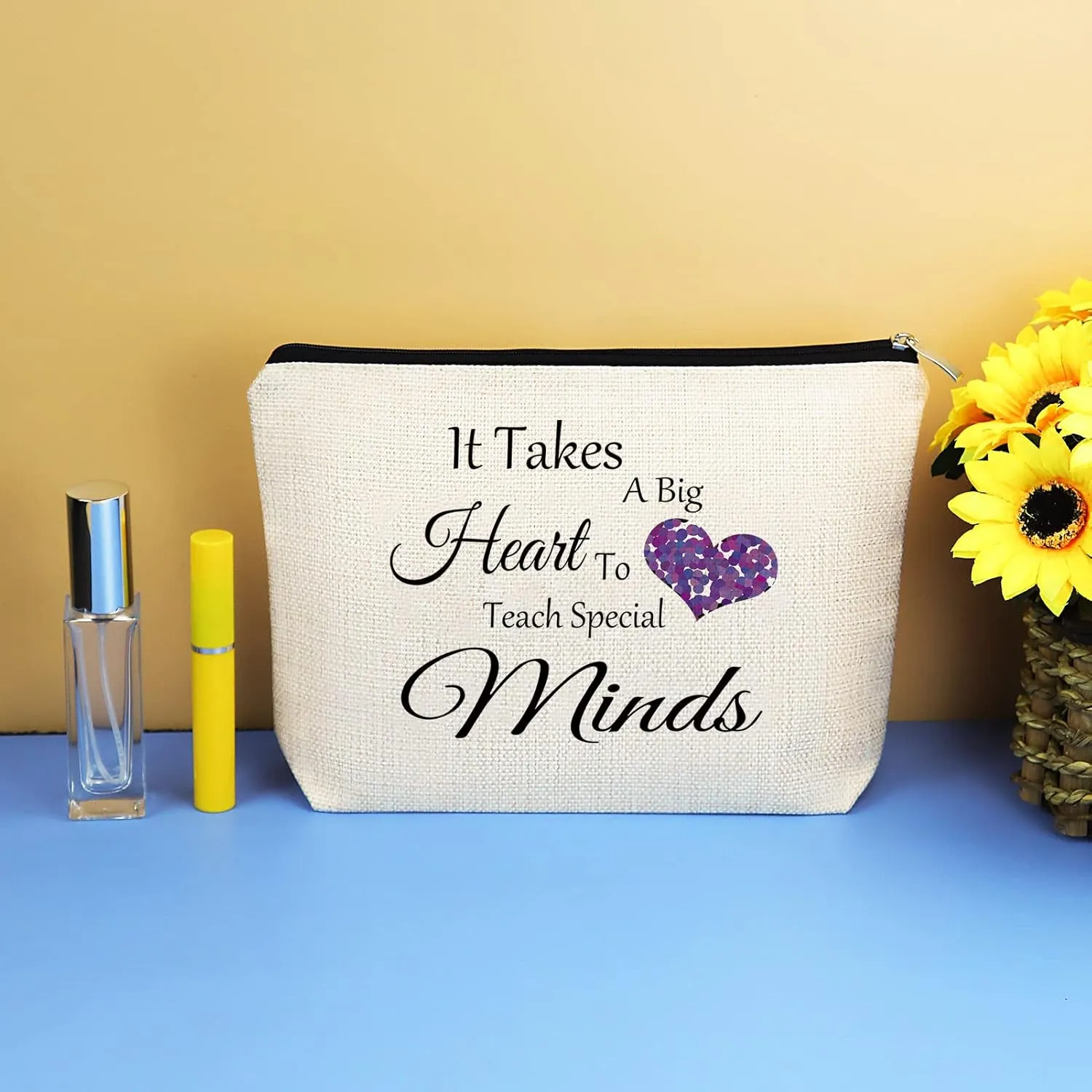 Special Education Teacher Appreciation Gifts Makeup Bag for Women Thank You Gift for ASL Disabler Teacher Autism Birthday Teachers' Week Christmas Thanksgiving Gift Cosmetic Bag Travel Toiletry Pouch