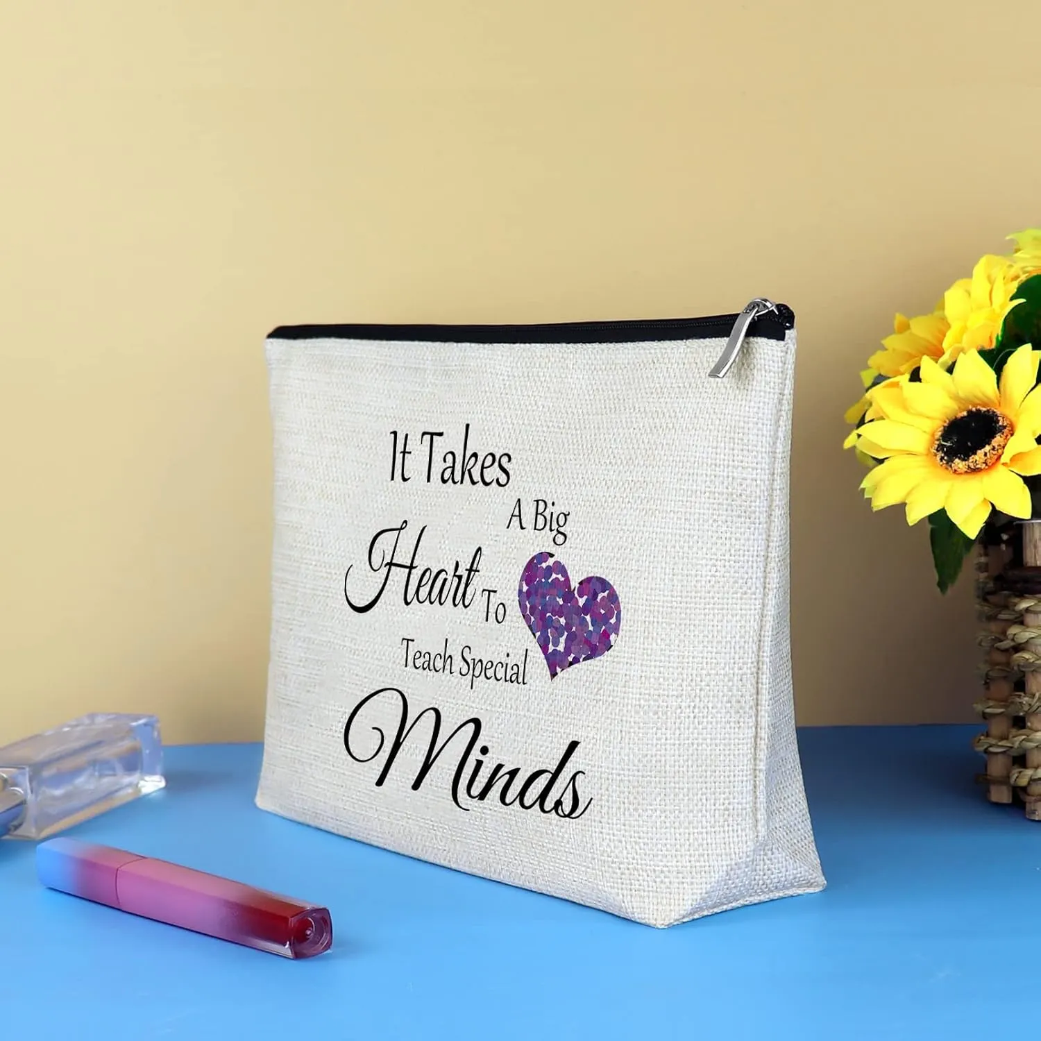 Special Education Teacher Appreciation Gifts Makeup Bag for Women Thank You Gift for ASL Disabler Teacher Autism Birthday Teachers' Week Christmas Thanksgiving Gift Cosmetic Bag Travel Toiletry Pouch
