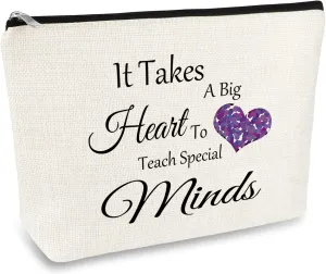 Special Education Teacher Appreciation Gifts Makeup Bag for Women Thank You Gift for ASL Disabler Teacher Autism Birthday Teachers' Week Christmas Thanksgiving Gift Cosmetic Bag Travel Toiletry Pouch