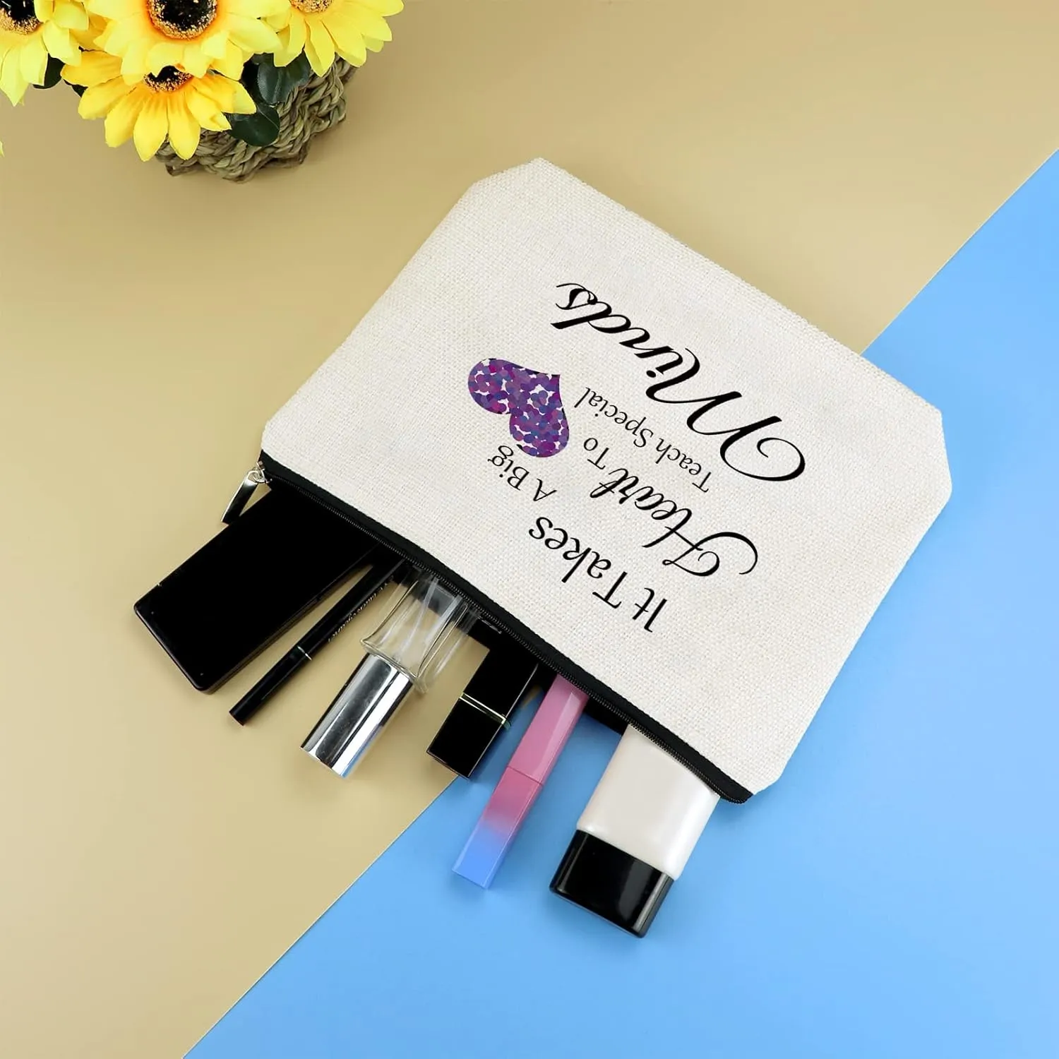 Special Education Teacher Appreciation Gifts Makeup Bag for Women Thank You Gift for ASL Disabler Teacher Autism Birthday Teachers' Week Christmas Thanksgiving Gift Cosmetic Bag Travel Toiletry Pouch