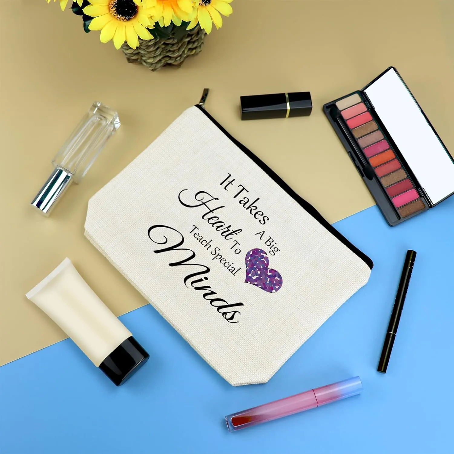 Special Education Teacher Appreciation Gifts Makeup Bag for Women Thank You Gift for ASL Disabler Teacher Autism Birthday Teachers' Week Christmas Thanksgiving Gift Cosmetic Bag Travel Toiletry Pouch