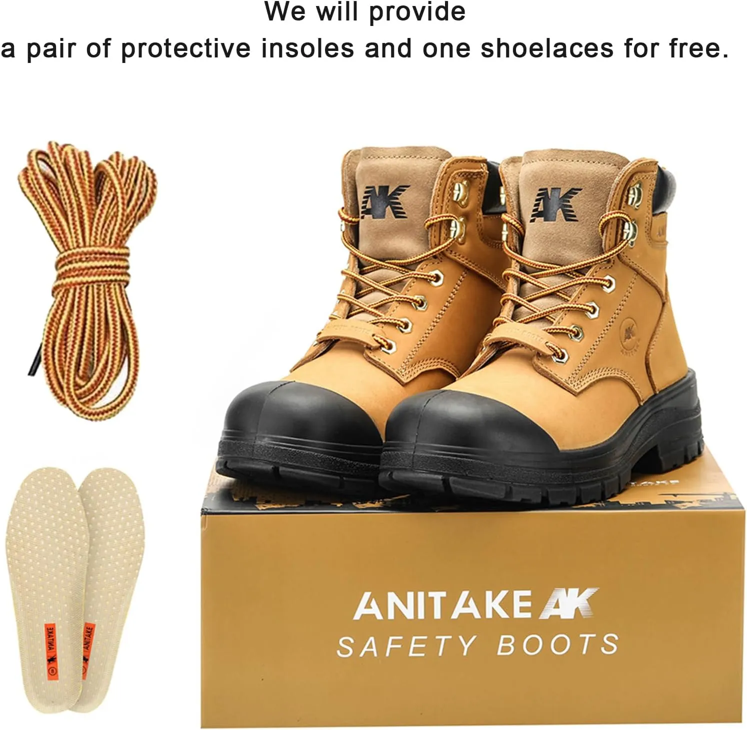 Steel Toe Work Boots for Men,6 inch, Full Grain Leather, electrical insulation, Non-Slip, Impact Resistance, Breathable & Comfortable Safety Boots