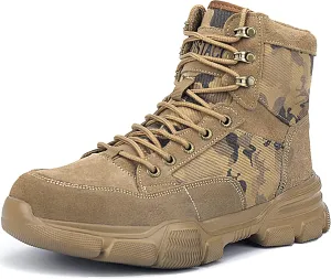 Steel Toe Work Safety Boots, Lightweight Mid-cut Industry Construction Composite Sneakers