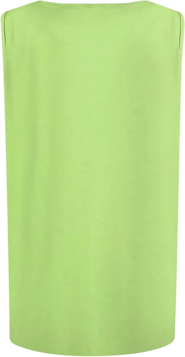 Summer Tank Tops for Women Sleeveless Crew Neck Pleated Solid Blouses Boho Casual Loose Tops Basic Shirts