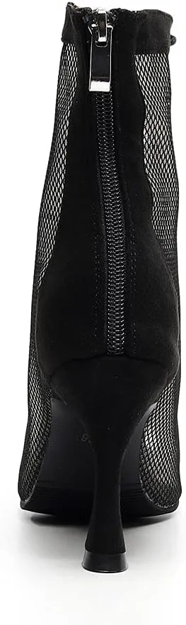 SWDZM Women's Latin Dance Shoes Mesh Peep Toe Salsa Tango Ballroom Performance Practice Wedding Party Dance Boots, Model-QJW7179