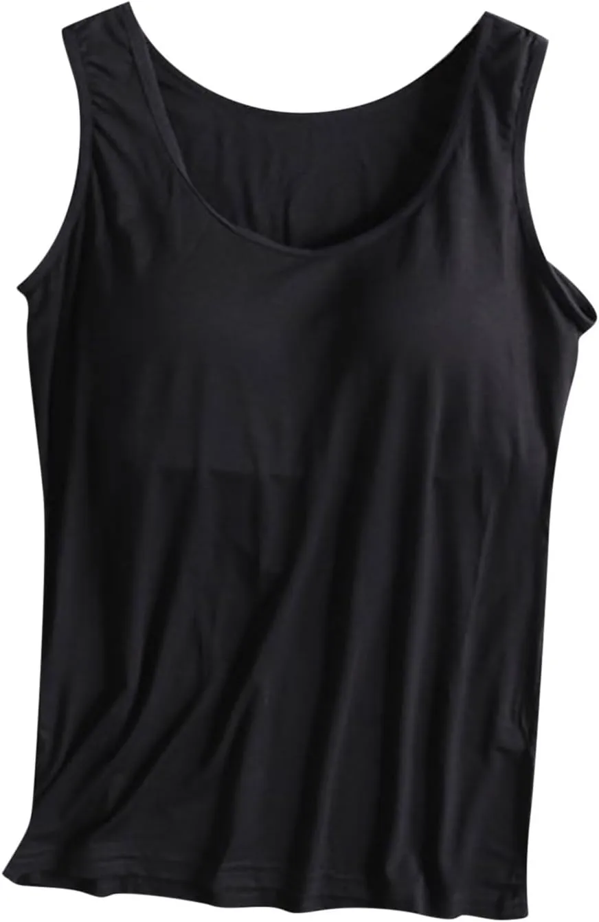 Tank Top for Women with Built in Bra Spaghetti Strap Workout Yoga Camisole Tops Basic Padded Tank Tops Summer Clothes