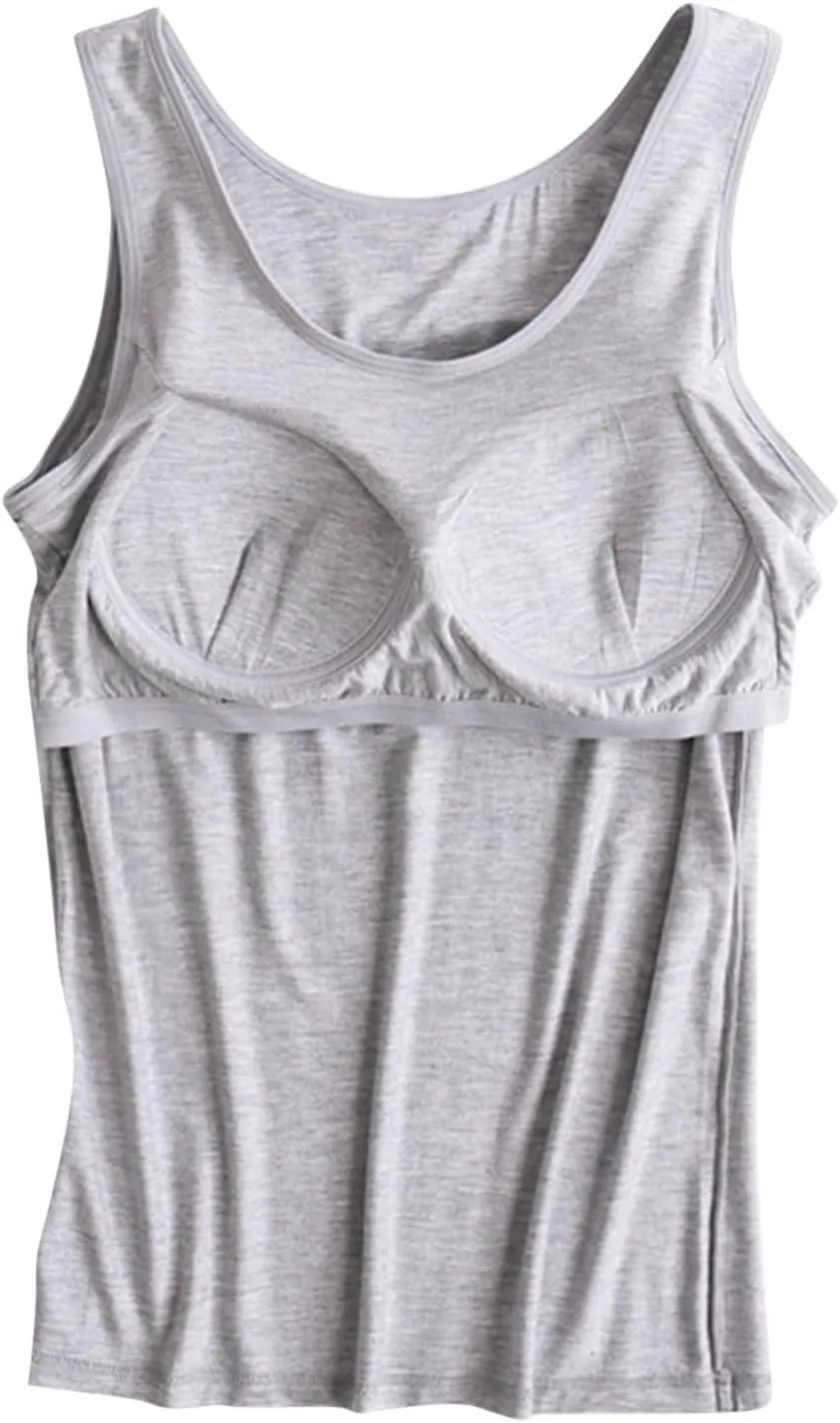 Tank Top for Women with Built in Bra Spaghetti Strap Workout Yoga Camisole Tops Basic Padded Tank Tops Summer Clothes
