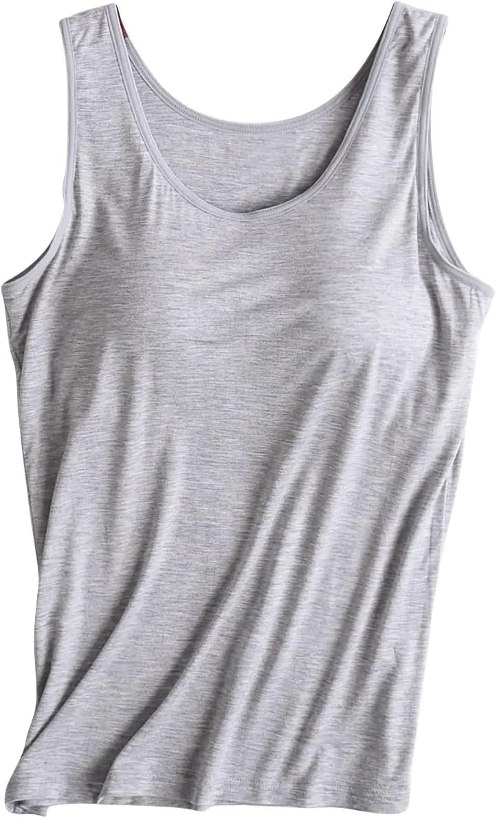 Tank Top for Women with Built in Bra Spaghetti Strap Workout Yoga Camisole Tops Basic Padded Tank Tops Summer Clothes