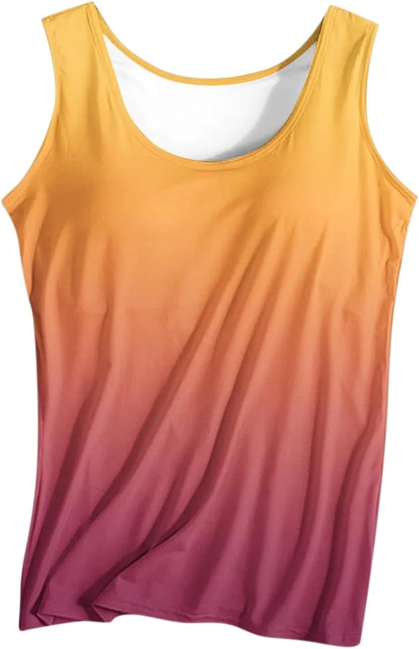 Tank Top with Built in Bra for Women Summer Sleeveless Basic Cami Shelf Bras Padded Workout Tanks Casual Undershirts