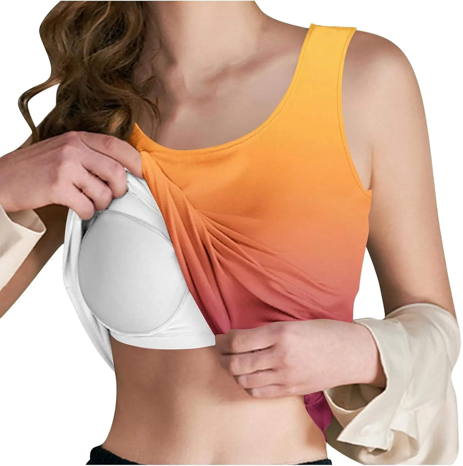 Tank Top with Built in Bra for Women Summer Sleeveless Basic Cami Shelf Bras Padded Workout Tanks Casual Undershirts