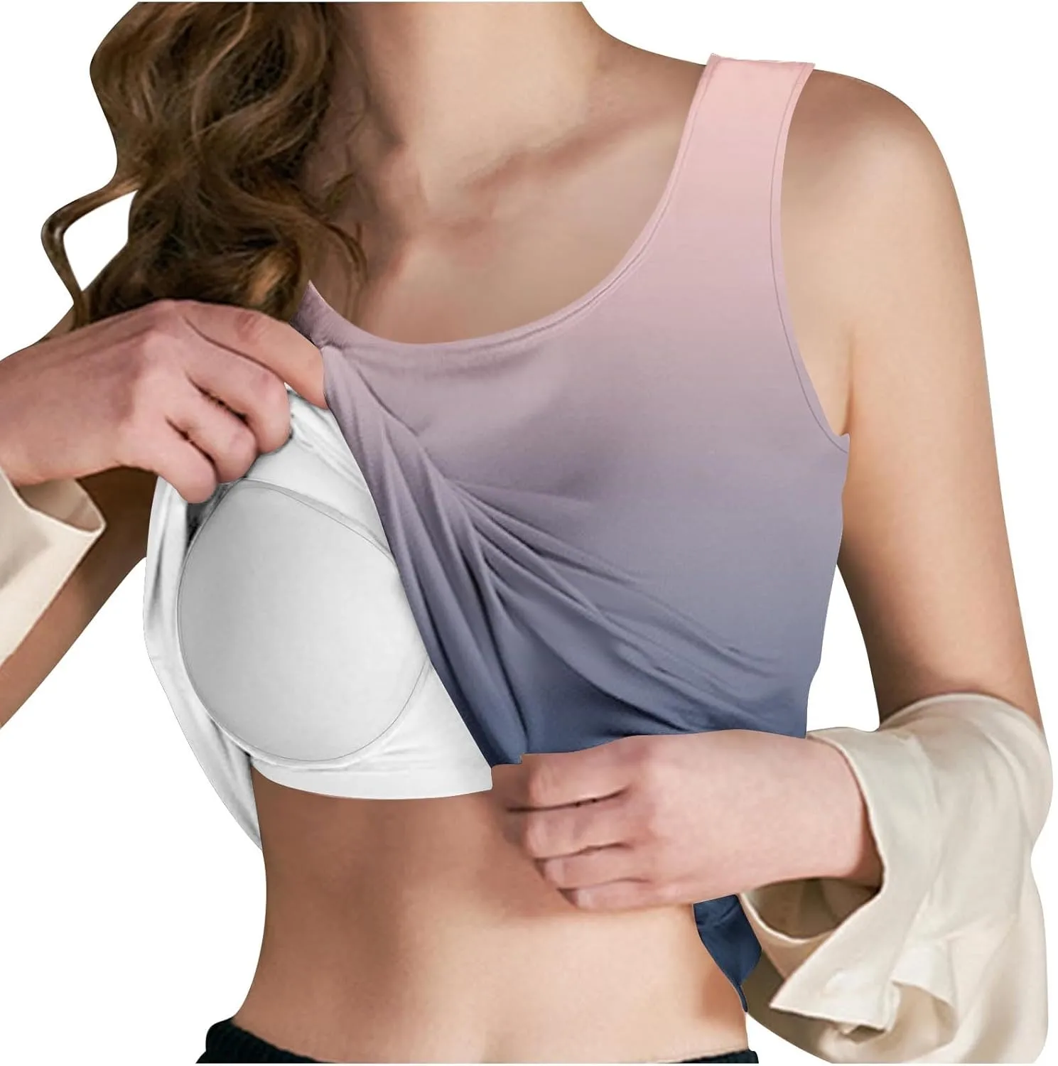Tank Top with Built in Bra for Women Summer Sleeveless Basic Cami Shelf Bras Padded Workout Tanks Casual Undershirts