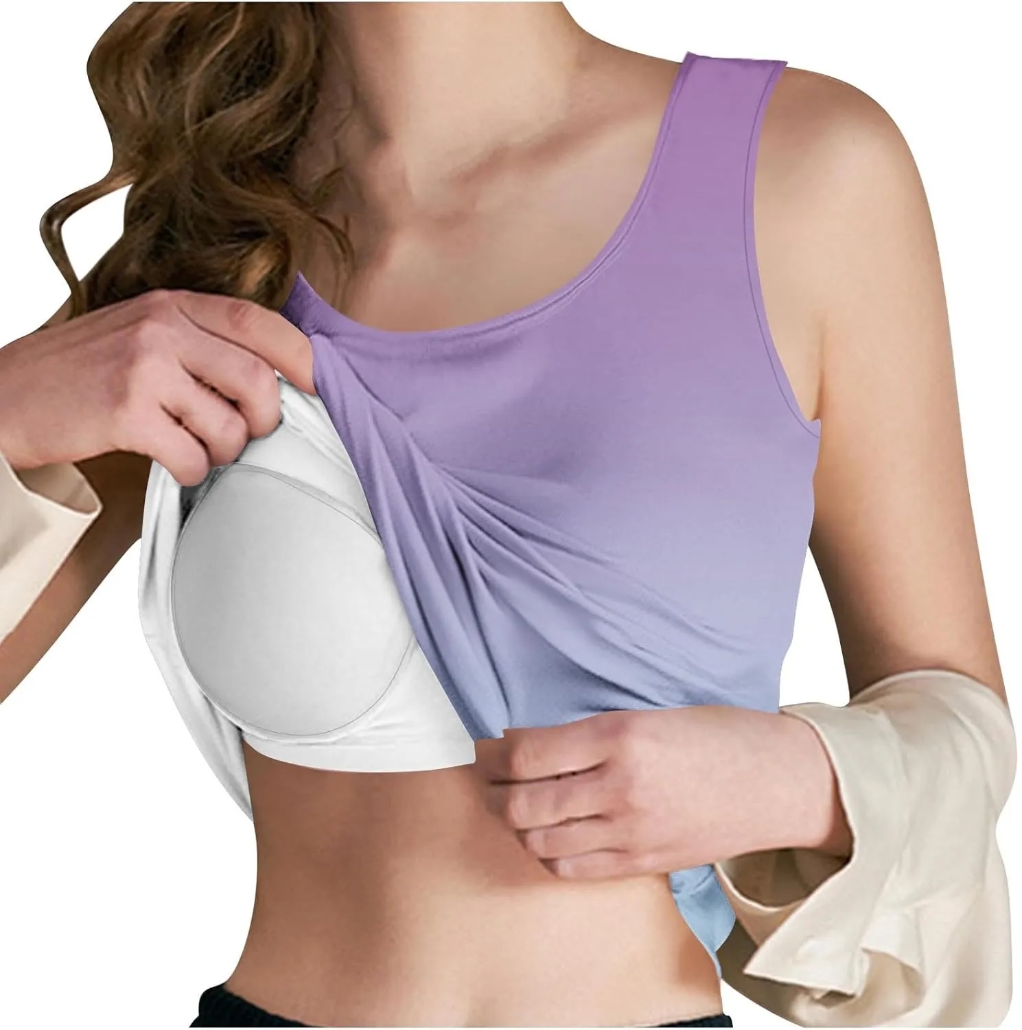 Tank Top with Built in Bra for Women Summer Sleeveless Basic Cami Shelf Bras Padded Workout Tanks Casual Undershirts
