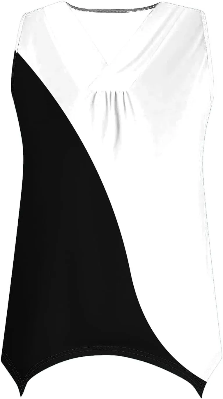 Tank Tops for Women Loose Fit Pleated Front Blouses Casual V Neck Sleeveless Summer Tops 2025 Trendy Tanks Outfits