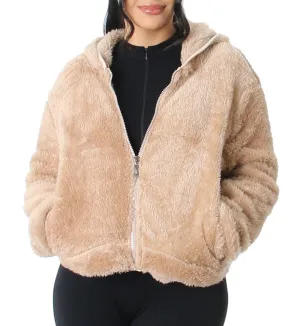 Taupe Teddy Bear Plush Jacket