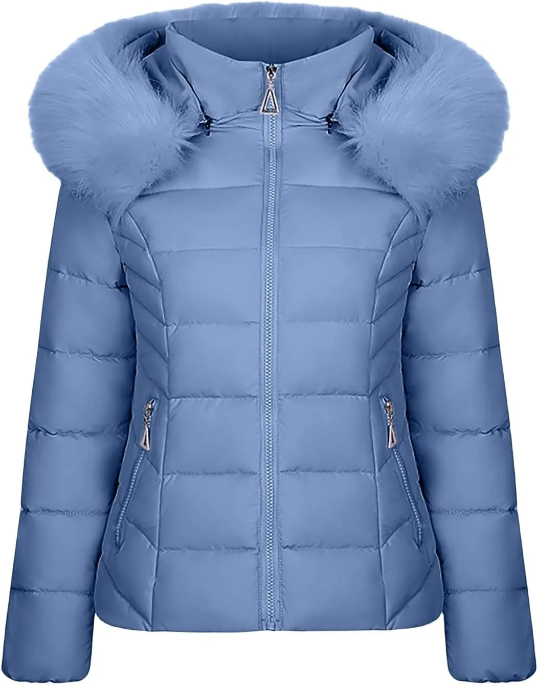 Thatrich Down Puffer Jacket Women Padded Puffy Coats Faux Fur Hooded Jackets Thicken Warm Outwears Loose Fit Casual Outfits