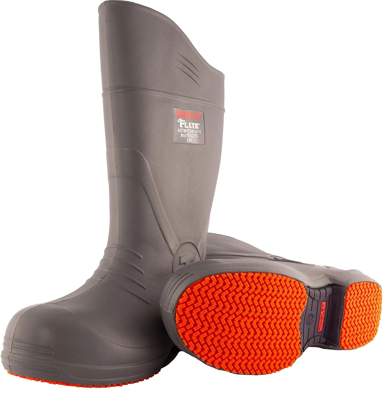 Tingley Flite 28259 Safety Toe Knee Boot with Safety-Loc Outsole, Mens 8 / Womens 10, Gray/Orange