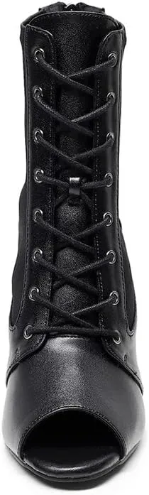 TINRYMX Women Ballroom Dance Boots Latin Salsa Ankle Boots Performance Party Dance Shoes, Model-QJW7248
