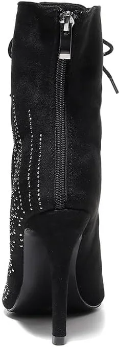 TINRYMX Women Latin Ballroom Dance Boots Ankle Boots Salsa Jazz Dance Shoes, Model-QJW7262