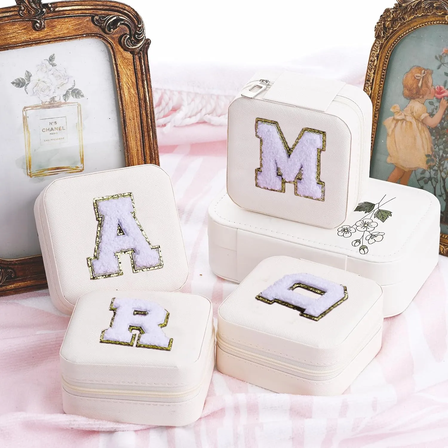 Travel Gifts for Women,Small Jewelry Travel Case,Personalized Jewelry Organizer,Jewelry Travel Box,Earrings,Rings,Necklaces,Bracelet with Mirror