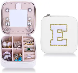 Travel Gifts for Women,Small Jewelry Travel Case,Personalized Jewelry Organizer,Jewelry Travel Box,Earrings,Rings,Necklaces,Bracelet with Mirror