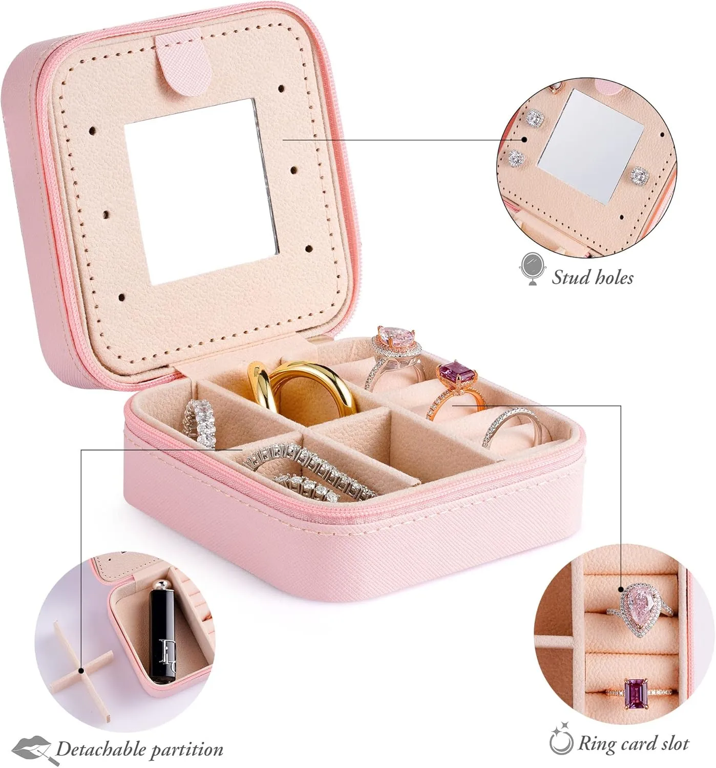 Travel Jewelry Box for Girls Women | Personalized Jewelry Boxes for Women Girls | Necklace Earrings Ring Box | Travel Jewelry Organizer Box