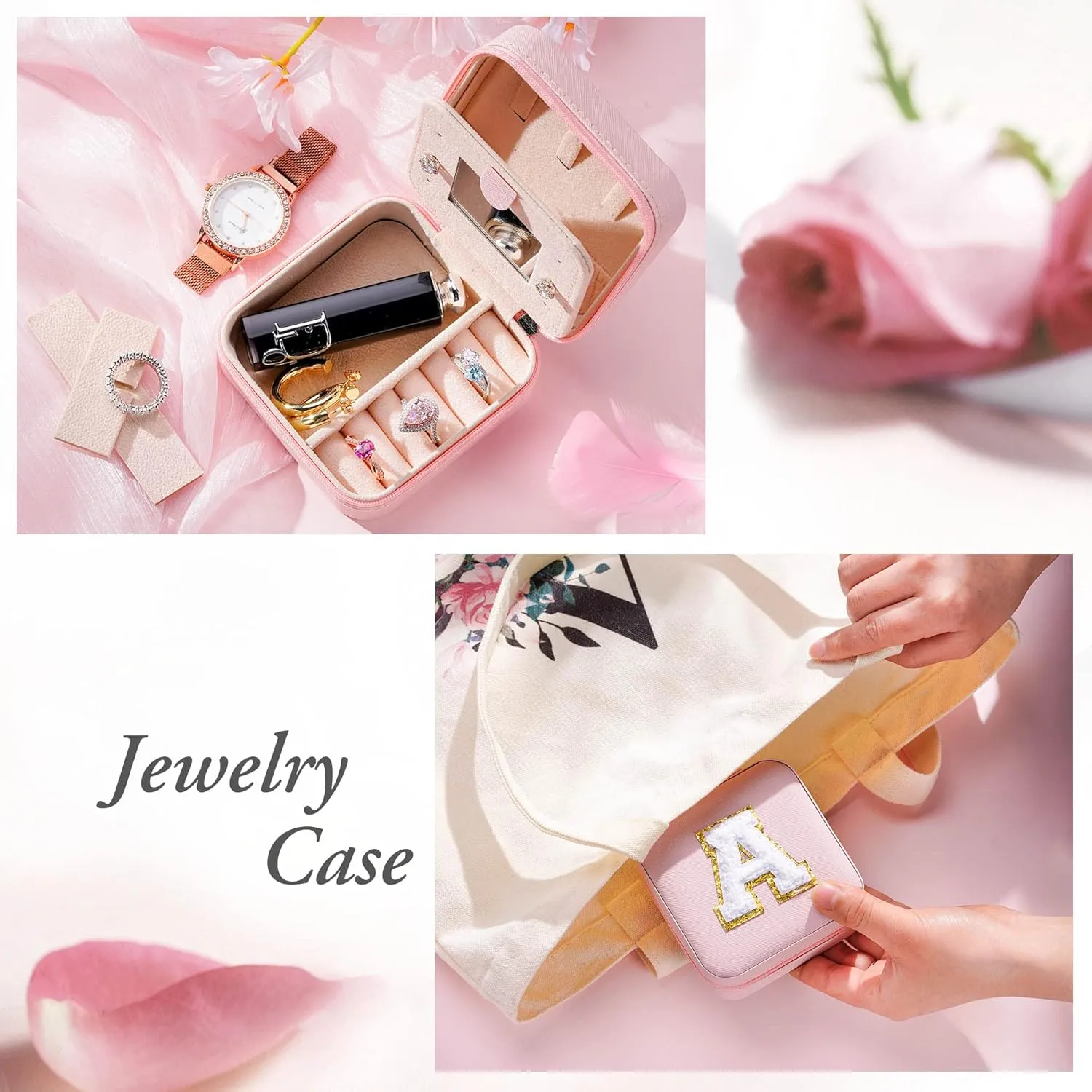 Travel Jewelry Box for Girls Women | Personalized Jewelry Boxes for Women Girls | Necklace Earrings Ring Box | Travel Jewelry Organizer Box