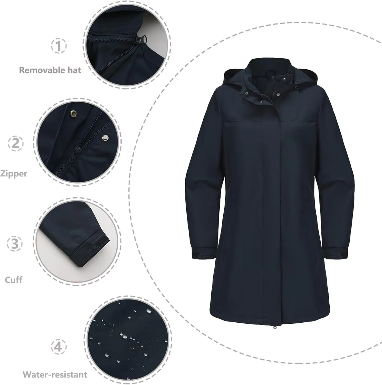 Trench Coat Women Thin Long Sleeve Button Puffer Jackets Casual Loose Hooded Jacket with Pockets Outerwear