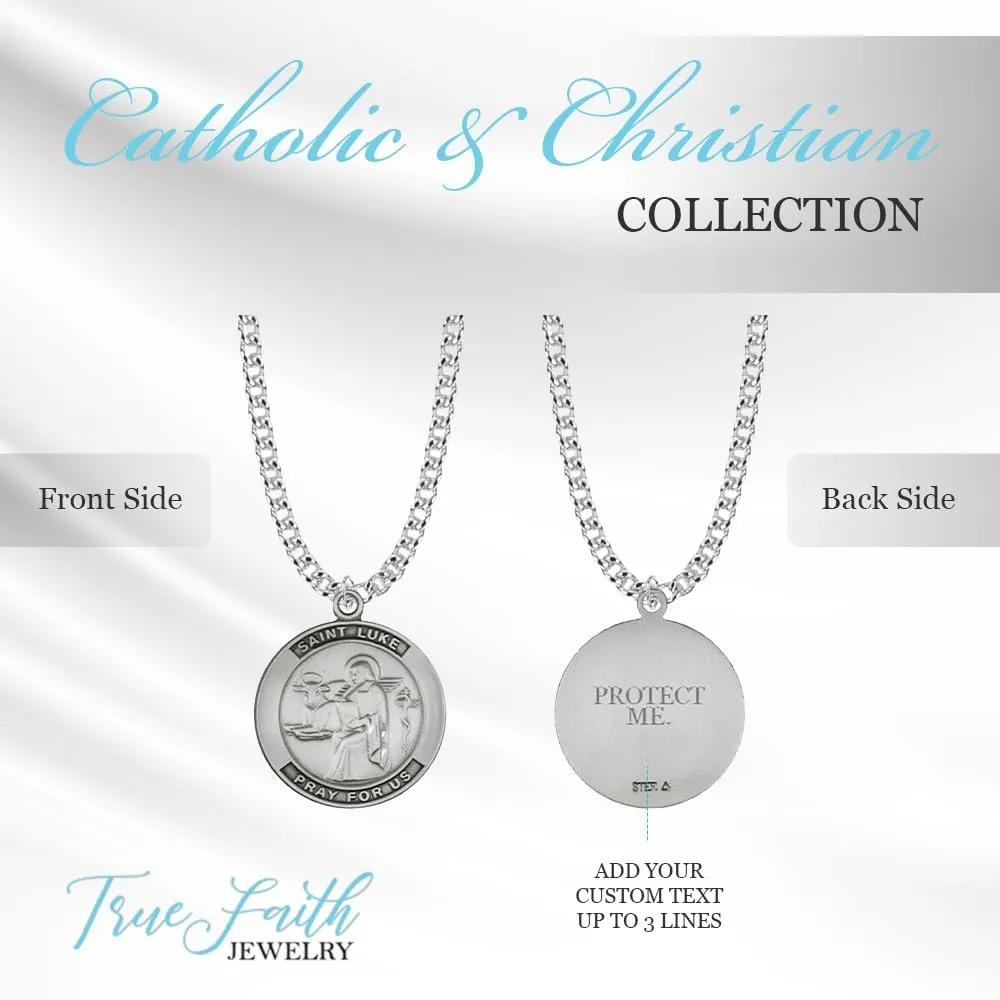 True Faith Jewelry Sterling Silver St Pendant Medal Necklace, Religious Jewelry