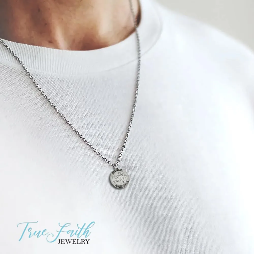 True Faith Jewelry Sterling Silver St Pendant Medal Necklace, Religious Jewelry