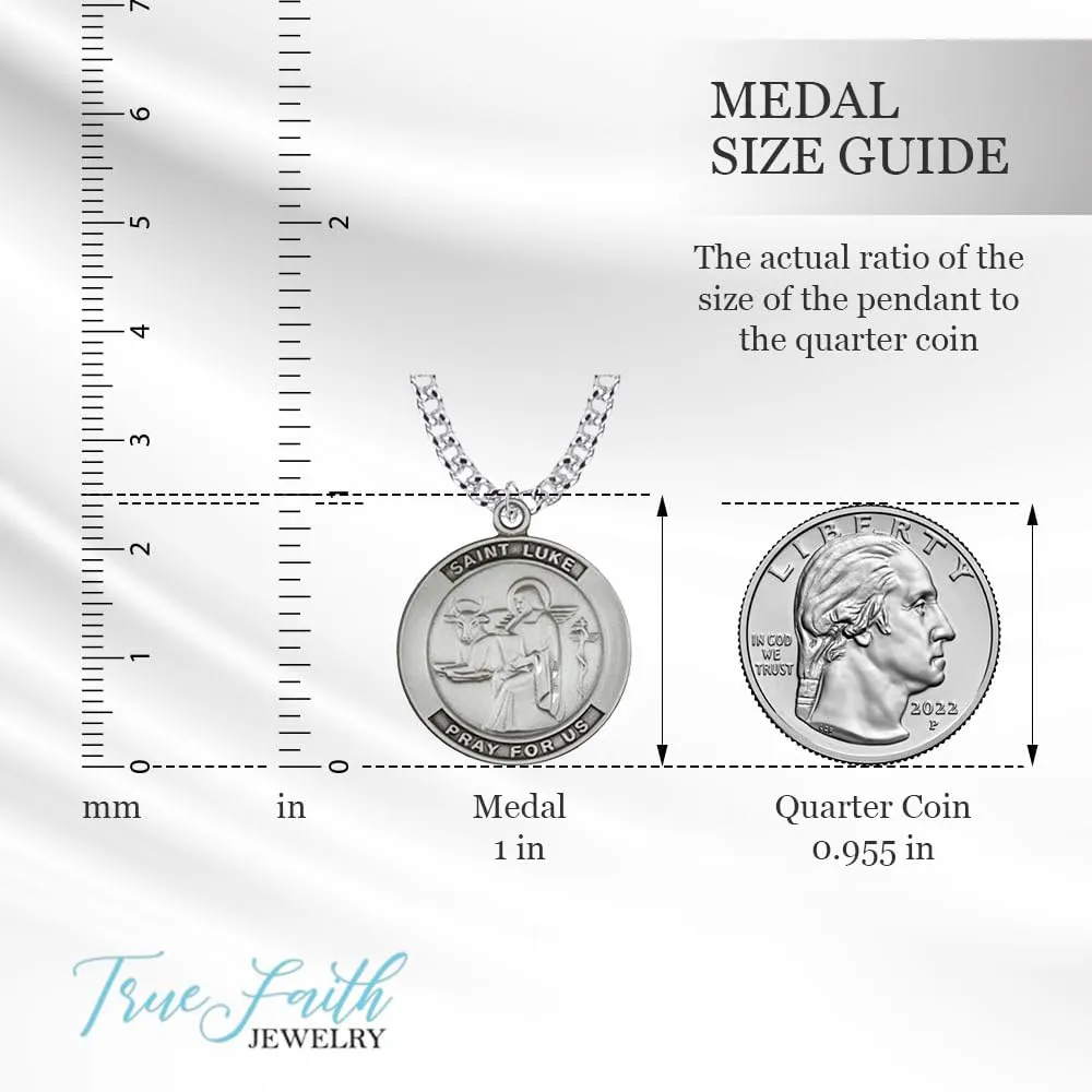 True Faith Jewelry Sterling Silver St Pendant Medal Necklace, Religious Jewelry