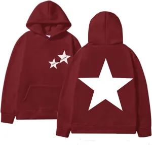 Tuislay Y2k Star Graphic Hoodie Oversized Streetwear Hoodies For Women Vintage Aesthetic Hooded Sweatshirts Pullover Unisex