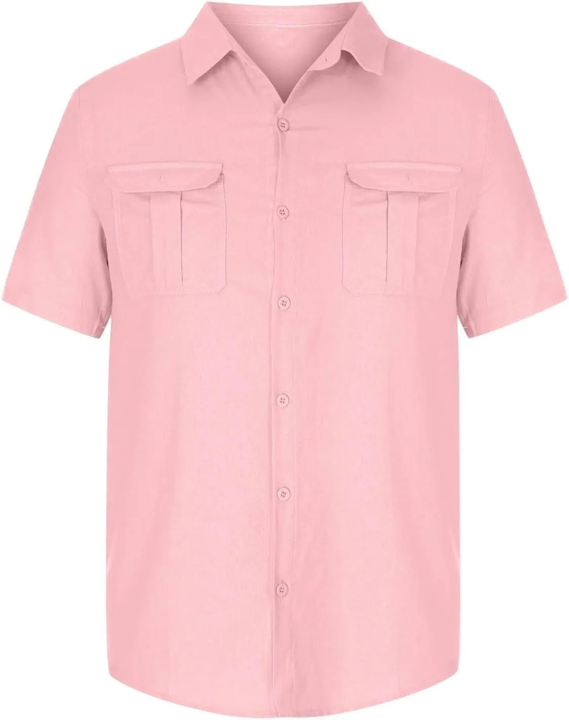 Uillui Mens Linen Shirts Short Sleeve Casual Fishing Shirts Classic Tees Button Dress Shirt Beach Summer Vacation Essentials