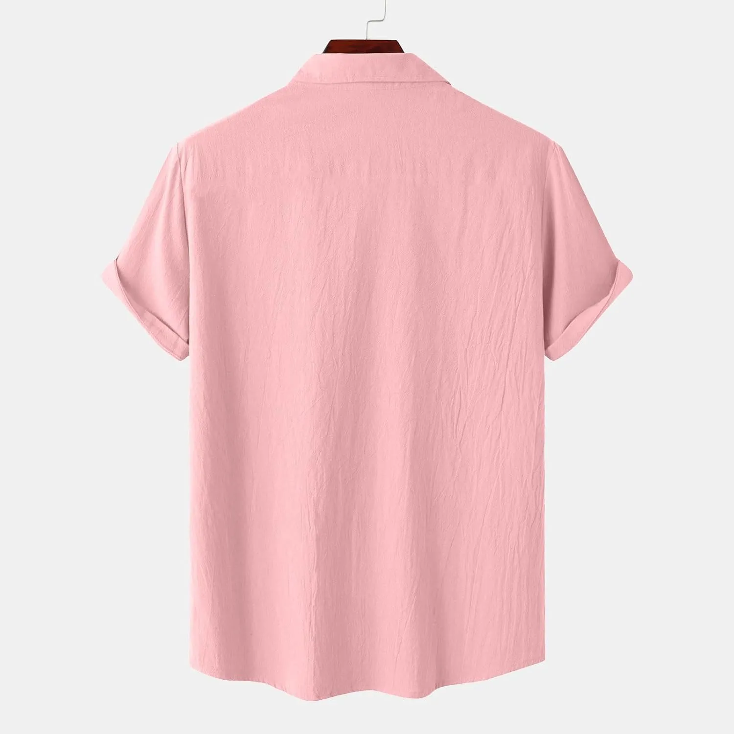 Uillui Mens Linen Shirts Short Sleeve Casual Fishing Shirts Classic Tees Button Dress Shirt Beach Summer Vacation Essentials