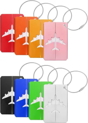 uxcell Travel Luggage Tags for Suitcases, 8Pcs Aluminum Metal Luggage Tags with Strap, Privacy Protection Bag Tags for Travel Luggage Baggage Identifier (Mixed Colors)