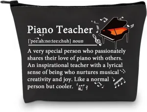 VAMSII Thank You Gifts for Piano Teachers Makeup Bag Piano Teacher Definition Cosmetic Bag Musician Gifts Pianist Zipper Pouch Bag (Black)