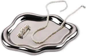 VanEnjoy Ceramic Cute Jewelry Dish, Aesthetic Jewelry Tray Silver finished, Small Trinket Dish, Ring Bowl for Jewelry, Thanksgiving Friend Gift