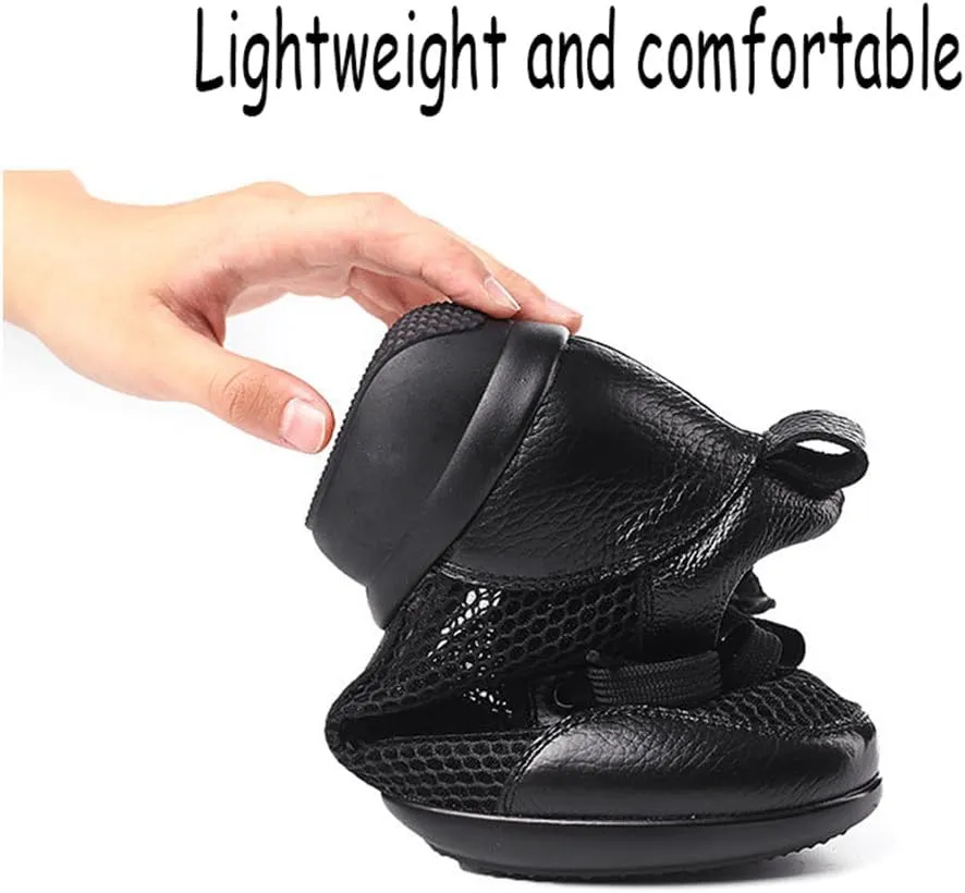 VEACAM Hollow Out Jazz Dance Shoes, Breathable High Top Dancing Shoes Lace Up Leather Modern Ballroom Shoes for Women