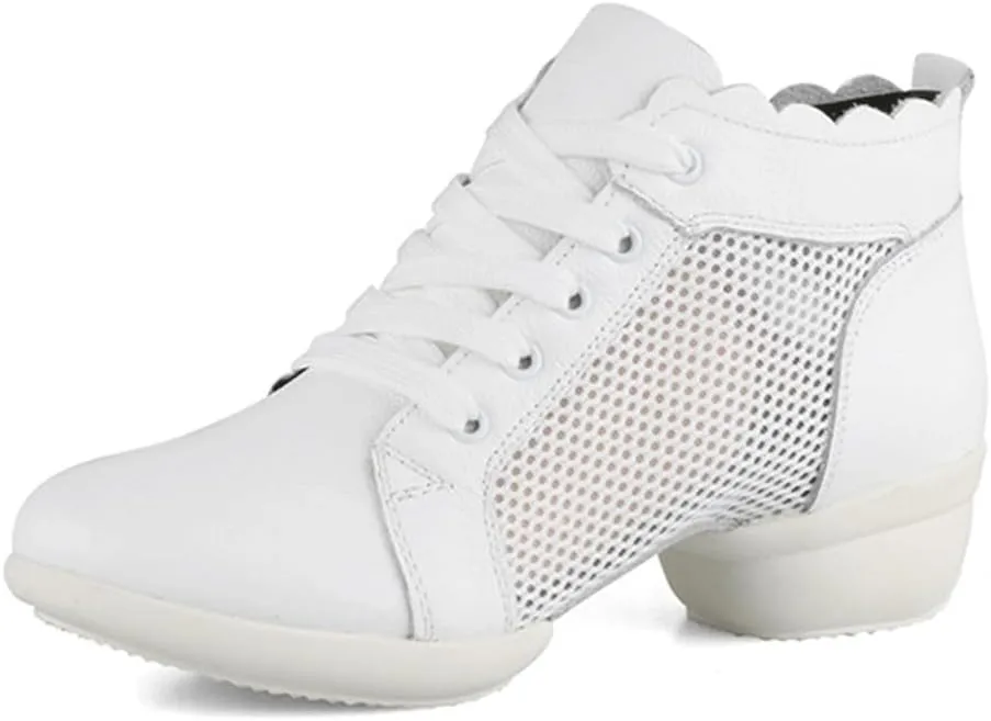 VEACAM Women's Jazz Dance Boots Lace-Up Platform Dancing Sneakers Breathable Split Sole Athletic Walking Dance Shoes